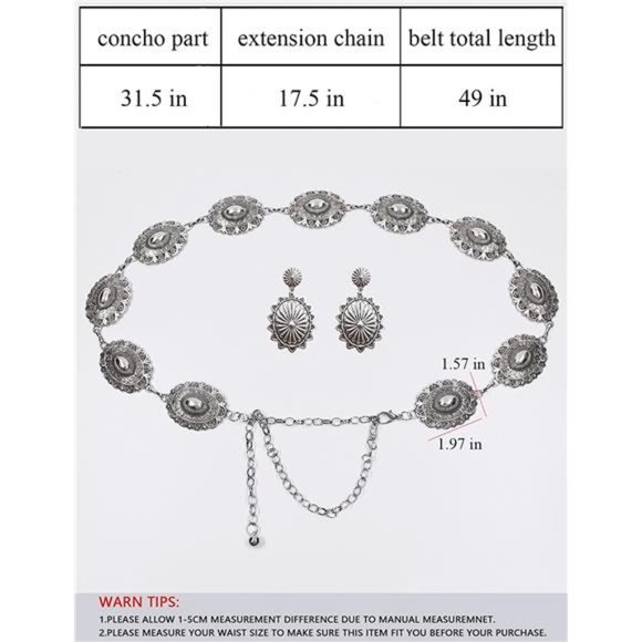 TOPACC Metal Chain Belt for Women Waist chains for Dresses Jeans Western Cowgirl main image 4